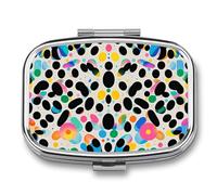 Glitter Rainbow Polka Dot Pill Box 2 Compartment - Small Metal Medicine Organizer Portable Pill Case for Purse Pocket Travel Vitamin Organizer for Men Women, BPA-Free