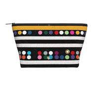 Glitter Rainbow Polka Dot Stripe Black and White 2 Print Makeup Bag Trapezoid Travel Cosmetic Organiser Stylish Storage for Beauty & Gifts for Women Girls