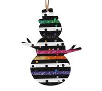 Glitter Rainbow Polka Dot Stripe Black And White 3 Christmas Wooden Pendant, Stylish And Cute In Design, A Foil For The Festive Atmosphere