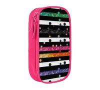 Glitter Rainbow Polka Dot Stripe Black and White 3 Printed Large Capacity Pencil Case Pink Double-Layer Stationery Organizer, Cosmetic & Makeup Bag for Students, Teachers, Adults