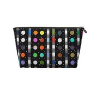 Glitter Rainbow Polka Dot Stripe Black and White 4 Leather Travel Wash Bag, Stylish and Durable, Easy to Carry