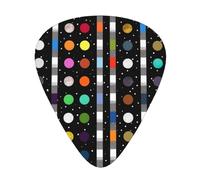 Glitter Rainbow Polka Dot Stripe Black and White 4 Print Guitar Picks 12-Pack - Assorted Thickness Picks with Storage Box & Assorted Unique Design for Acoustic, Electric, Bass, and Ukulele Players