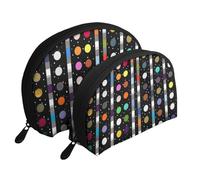 Glitter Rainbow Polka Dot Stripe Black and White 4 Print Shell-Shaped 2-Piece Makeup Bag Set Travel Cosmetic Organiser Stylish Storage for Beauty & Gifts for Women Girls