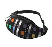 Glitter Rainbow Polka Dot Stripe Black and White 4 Printed Personalized Waist Bag, Lightweight and Versatile Crossbody Bag for Everyday and Outdoor Adventures