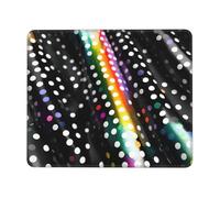 Glitter Rainbow Polka Dot Stripe Black and White Enhanced Control Mouse Pad with Lock Stitch Edge Large Thick Non-Slip Desk Mat for Office Task