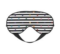 Glitter Rainbow Polka Dot Stripe Black and White Eye Mask Sleep Mask for Men & Women Mask for Sleep with Easy Adjustable Strap Night Eye Cover for Travel