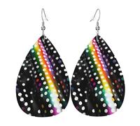Glitter Rainbow Polka Dot Stripe Black And White Holiday Earrings For Women, Festive Star Drop Earrings, Chic Dangle Jewelry For Celebrations
