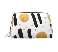 Glitter Rainbow Polka Dot Stripe Black and White Leather Makeup Bag, Large-Capacity Travel Storage Bag, Dual-Purpose Toiletries and Makeup Bag