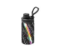 Glitter Rainbow Polka Dot Stripe Black and White Print 12 Oz Insulated Bottle,Lnsulated Water Bottle with Lid, Leak Proof Lid with Handle