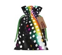 Glitter Rainbow Polka Dot Stripe Black and White Print Birthday Gifts Wrap Bag Unique Drawstring Gifts Bag Canvas Bags for Party Wedding Present,1 Piece S