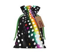 Glitter Rainbow Polka Dot Stripe Black And White Print Christmas Drawstring Gift Bags Festive Present Sacks Xmas Birthday Party Favors