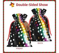 Glitter Rainbow Polka Dot Stripe Black And White Print Drawstring Gift Reusable Bags Party Favors Holiday Birthday Eco-Friendly Pouches