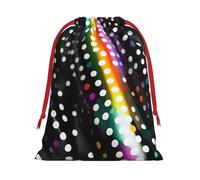 Glitter Rainbow Polka Dot Stripe Black And White Print Gift Drawstring Decor Bag For Holiday Party Favors Birthdays Anniversaries Pouch