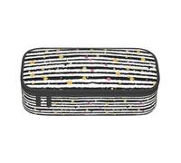 Glitter Rainbow Polka Dot Stripe Black and White Print Pencil Case, Large Capacity Pen Case Bag Pouch Holder Stationery Pen Case Office Pencil Bag Pen for Stationery, Cosmetic, Makeup, Travel