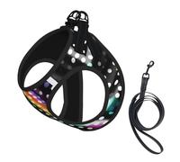 Glitter Rainbow Polka Dot Stripe Black And White Print Pet Leash Vest,Breathable Mesh Pet Harness, Reflective For Small Medium Dogs Safe Easy Walking
