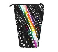Glitter Rainbow Polka Dot Stripe Black And White Print Standing Pencil Case Telescopic Pencil Bag Pop Up Pencil Pouch Pen Pouch Makeup Cosmetics Bag