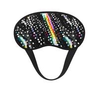 Glitter Rainbow Polka Dot Stripe Black and White Print Unisex Blackout Sleep Mask Comfortable Eye Mask for Travel Meditation Sleep Travel