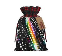 Glitter Rainbow Polka Dot Stripe Black And White Print Xmas Drawstring Gift Festive Packaging Christmas Birthday Bags Wrapping Needs