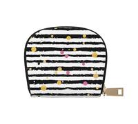 Glitter Rainbow Polka Dot Stripe Black And White Printed Card Holder Wallet, Women's PU Leather Card Case Wallet & Pocket Wallet