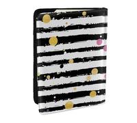 Glitter Rainbow Polka Dot Stripe Black and White Printed Passport Holder - 6.5 x 4.5 Inch RFID Blocking Travel Wallet,Stylish Passport Cover,Lightweight Document Organizer for Cards