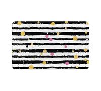 Glitter Rainbow Polka Dot Stripe Black And White Printed Washable Rug- Non-Slip Area Rugs, Small Entryway Rug,Indoor Mat, Entrance Carpet 49×80 Cm