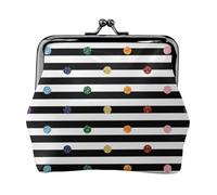 Glitter Rainbow Polka Dot Stripe Black and White Printing Lightweight Coin Purse, Minimalist Wallet for Coffee Runs and Local Outings