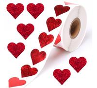 Glitter Red Heart Stickers, 1" Heart Decorative Labels, Glitter Tiny Hearts Sticker for Kids, Use for Valentines Day Love Decorations, Award Charts, Scrapbooking Crafts（500 PCS）