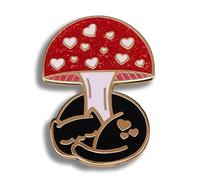 Glitter Red Magic Mushroom Black Cat Hard Enamel Pin Cute Funy Cartoon Sleep Kitty Brooch Buttons Fashion Unique Jewelry for Jackets Jeans Backpack Cloth Lapel Bag Hat Gift for Cat Lovers Girl