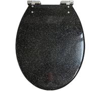 Glitter Resin Toilet Seat Cover - Sparkly Slow Close Round & Elongated Toilet Seats with Quick Release, Stylish & Durable Bathroom Decor Black