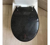 Glitter Resin Toilet Seat, Round Toilet Seat Soft Close, Easy to Install and Remove, for Standard Toilets(Four Colors Available)/Black