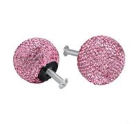Glitter Rhinestone Ball Shape Handles for Wardrobe and Drawer Doors 2Pcs with Multiple Screws for Adjustable Installation (pink)