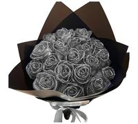 Glitter Rose Bouquet Flowers Everlasting Shiny Self Assembly Flowers For Valentines Birthday Anniversary Engagement (One Size)