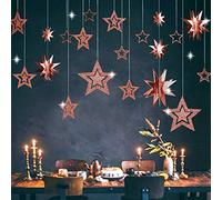 Glitter Rose Gold Star Garland Twinkle Little Star Party Decoration Hanging Decor Backdrop Banner Streamer for Birthday/Bday/Baby Shower/Bachelorette/Wedding/Christmas/Engagement/Graduation