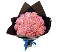 Glitter Roses Bouquet 1 Set Realistic Artificial Rose Bouquet Set Includes 12 Flower, 12 Stem, 2 Wrapping Paper & 2 Ribbon Romantic Fake Flowers, Glitter Roses