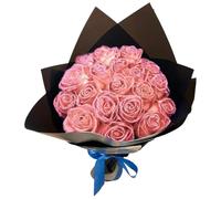 Glitter Roses Bouquet 1 Set Realistic Artificial Rose Bouquet Set Includes 12 Flower, 12 Stem, 2 Wrapping Paper & 2 Ribbon Romantic Everlasting Fake Flowers for Wedding, Valentine Glitter Roses