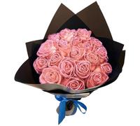 Glitter Roses Bouquet 1 Set Realistic Artificial Rose Bouquet Set Includes 12 Flower, 12 Stem, 2 Wrapping Paper & 2 Ribbon Romantic Everlasting Fake Flowers for Wedding, Valentine