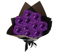 Glitter Roses Bouquet 1PACK Realistic Artificial Rose Bouquet Set Includes 10 Rose, 10 Stem, 2 Wrapping Paper & 2 Ribbon Romantic Everlasting Flower Bouquet for Wedding, Valentine, Purple