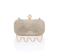 Glitter Ruched Evening Clutch Bag AJVANI Gold One Size
