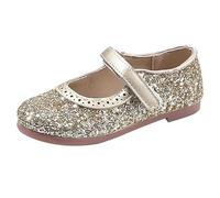 Glitter Sandals Girls - Mary Jane Shoes Princess Shoes with Sequins Soft Performance Ballerina Flat Shoes Dance Shoes with Low Heel Flat Shoes for Festive, gold, 1 UK
