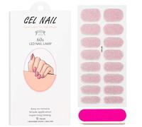 Glitter Semi-Cured Gel Nail Strips with Light Pink Accents - Easy UV/LED Art Stickers for Stunning Designs. Perfect for Salon-Quality Nail Decoration at Home