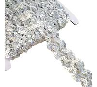 Glitter Sequin Braid Ribbon, Silver Metallic Braid Trim, Paillette Ribbon Trim for Crafts Sewing Decoration, 2.5cm*13m