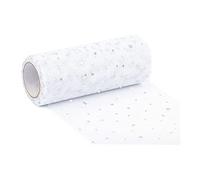 Glitter Sequin Mesh Rolls, DIY Multi-use Wreath Decorations Sheer Ribbon, Deco Ribbon Wrapping Ribbon for Door Wreaths, Gift Wrapping, Bows, DIY Craft,White