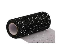 Glitter Sequin Mesh Rolls, DIY Multi-use Wreath Decorations Sheer Ribbon, Deco Ribbon Wrapping Ribbon for Door Wreaths, Gift Wrapping, Bows, DIY Craft,Black