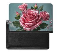Glitter Sequin Roses Passport Holder with 3 Card Slots, Portable PU Leather Travel Wallet, Slim Protective Cover for Passport, ID, Credit Cards