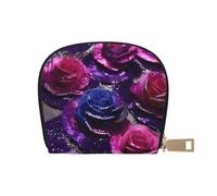 Glitter Sequin Roses Print Coin Purse Wallet,Cute Leather Credit Card Holder Zipper Mini Pouch Change Purses