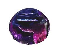 Glitter Sequin Roses Print Shower Cap Reusable Bath Cap Double Layer Bath Hair Caps, Keeps Hair Dry, Fits All Head