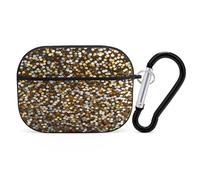 Glitter Sequin Spot Earbuds Organizer Shockproof Protective Airpods Pro Cover with Carabiner Clip Anti Fall Carrying Earphone Case Cover for Airpods Pro 2nd Generation Black