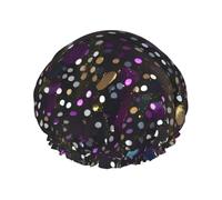 Glitter Sequin Spot Print Shower Cap Reusable Bath Cap Double Layer Bath Hair Caps, Keeps Hair Dry, Fits All Head