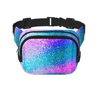 Glitter Sequin Spot Print Unisex Square Double Layer Waist Bag Crossbody Fanny Pack Travel Workout Accessory, Black, One Size, Black, One Size