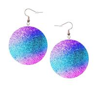 Glitter Sequin Spot Printed Faux Leather Earrings Set For Women, 1 Pair Lightweight Dangle Drop Pierced Earrings Jewelry Gifts For Women